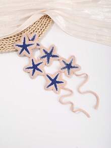 1pc Bohemian Style Starfish Braided Headband, Vacation Style Braided Hair Accessory, Beach/Daily Outfit Accessory - Multicolor - View 4