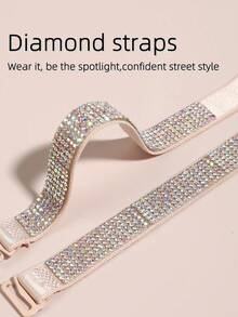 4/6 Pcs Sparkly Rhinestone Bra Straps Sexy Off-Shoulder Adjustable Elastic Shoulder Straps Replacement Decor Accessory For Camisole - Multicolor - View 8