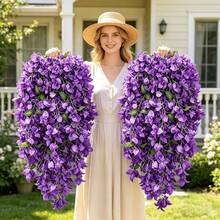 29.72 Inch Large Purple Hydrangea, Realistic Purple Hydrangea And Green Leaves - Suitable For Various Party Themes, Outdoor Decoration Artificial Flowers, Easy To Hang And Store, Space-Saving, Suitable For Hotel/Office/Home Party Decoration, All-Season Evergreen Artificial Flower Soft Decoration - No Flower Pot Included, Suitable For Various Holidays - Multicolor - View 1