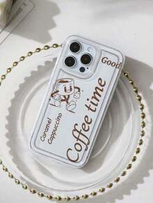 Liquid Silicone Protective Case With Vintage "Large Espresso" Coffee Cup Pattern In Milky White, Compatible With IPhone And Galaxy - Multicolor 2 - View 5