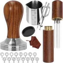 Coffee Tamper And Distribution Needle Set, 304 Stainless Steel Tamper - Black - View 1