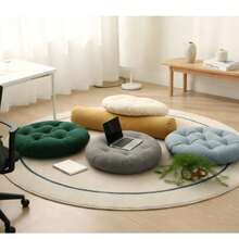 1 Piece Thick Fiber-Filled Round Seat Cushion, Chair Pad - Hitam - View 3