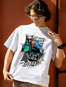 Beyond Amazing Spider Man Design Graphic T Shirt 100 Percent Cotton Mens T Shirt MARVEL  Marvel Universe  Superhero Men's Holiday Clothes Men Clothes Mens Tops Streetwear Mens Gift Ideas Innerwear Or Outfits,Mens Fashion - trắng - Xem 5