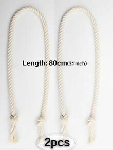 2pcs/4pcs Set, Beige Woven Tie-Back, Modern Minimalist Style Faux Linen Material Curtain Tiebacks, Suitable For Home Decor - Beige - View 10