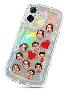 Funda de teléfono personalizable con foto agitable, con diseño láser antideslizante, funda protectora de teléfono con mascota/retrato, funda de teléfono imprimible divertida. Fabricada en material de plástico ABS con marco antideslizante ondulado, compatible con fotos personalizadas, decoración de juguete agitable incorporada y diseño de impresión 2D. - Multicolor - Ver 9