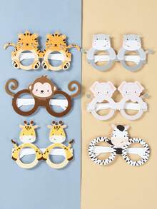 6pcs Cartoon Animal Style Paper Glasses, Jungle Animal Party Glasses, Birthday Party Decorative Paper Glasses, Baby Shower Party Photo Props, 1st Birthday Party Supplies, Happy Birthday Party Glasses, Wild Party Decor, Party Favors, Birthday Gifts, Newborn Party Decorations, Baby Shower Decor, Gender Reveal Decor, Jungle Animal Theme Party Decorations, Party Giveaways - Cartoon Animals - View 8