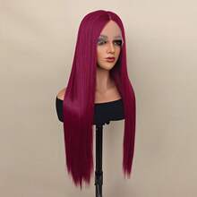 1pc Ladies' Fashionable Lace Front Wig, Middle Part, 100% Heat Resistant Fiber, Full Density, Universal Fit, Black Straight Synthetic Wig With 13*4x1 Lace Area - Multicolor - View 5