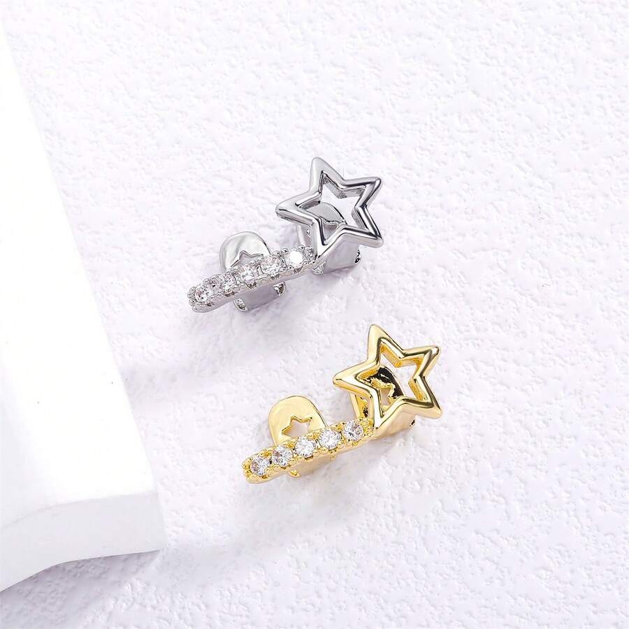 1 pieza Joyería de diente con estrella hueca de diamante de imitación, Grillz de estilo hip hop para mujer, para fiesta en el escenario - Multicolor - Ver 1