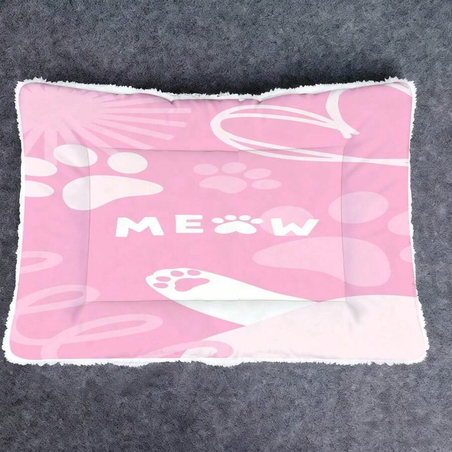 1件装柔软宠物床垫,可水洗狗笼垫,带猫咪图案文字,适合小型/中型/大型犬,双面可用,可作狗窝垫、猫窝垫,四季皆宜 - 彩色 - 查看 1