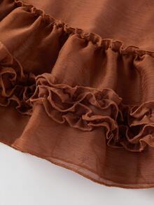 Women Sheer Tank Tops Summer Layered Ruffle Sleeveless Shirt Basic Vest Aesthetic Clothes For Streetwear - Brown - View 9
