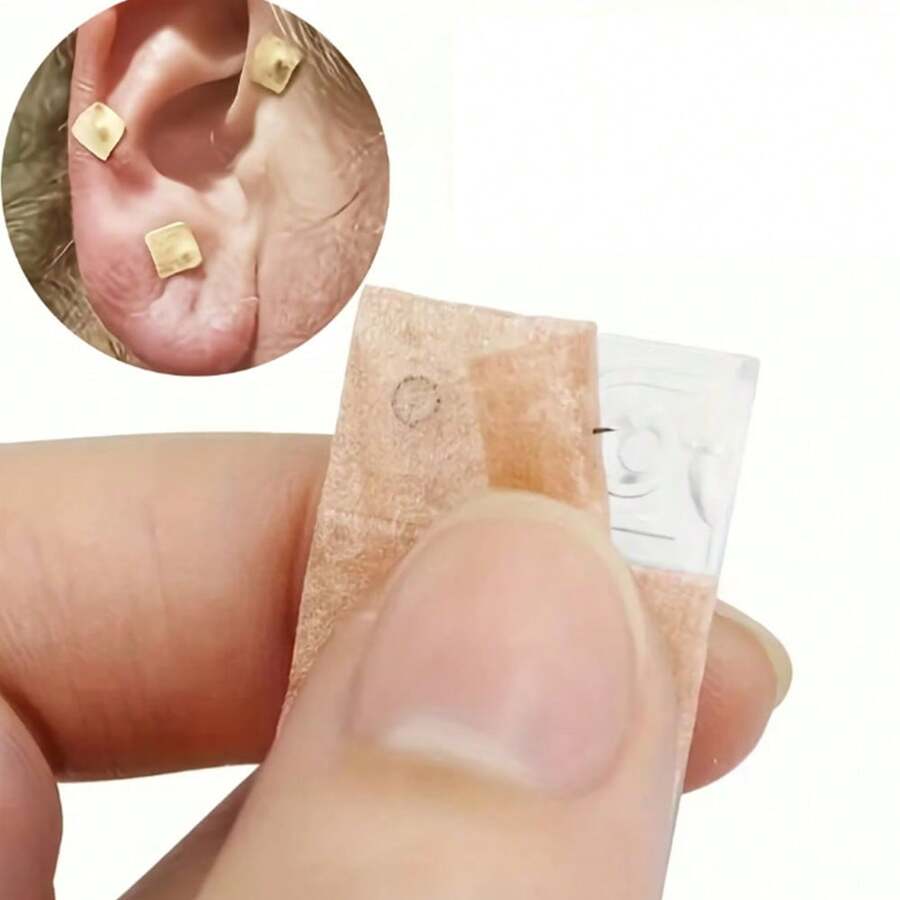Juego de 10/100 piezas de parches de semillas de oreja, agujas de presión desechables, agujas secas, parches de semillas de oreja - Talla única - Ver 1