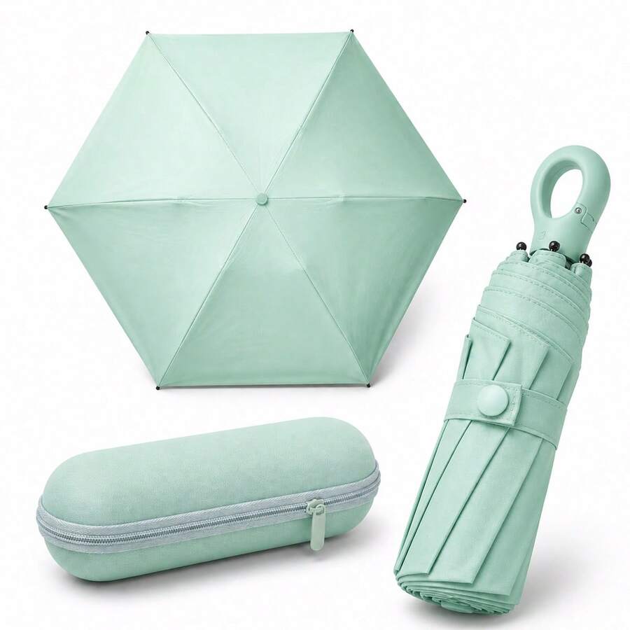 20cm Compact Mini Umbrella With Black Anti-UV Coating, Lightweight And Portable For Handbags - 薄荷綠 - 查看 1