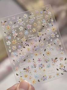 1件 3D仿珍珠花朵美甲貼紙，DIY 3D自黏式美甲飾品裝飾，Y2K風格美甲配件美甲貼 - 彩色 - 查看 9