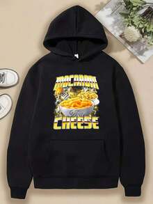 Compatible With 1 Men's Heavyweight Hoodie - Indigenous Inspired Graphic Print With Feather Design, Black With Red And White Lettering, Front Pocket, Regular Fit, Casual Outdoor Sweatshirt_089 - 黑色 11 - 查看 7