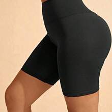 guang zhou mi qian shang mao Menodora  Sport Pantalones cortos deportivos negros con cintura ancha y espalda cruzada - Negro01 - Ver 4
