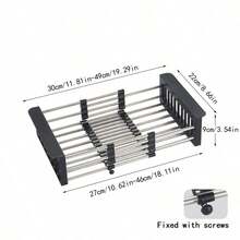 1PC Multifunctional Space-Saving  Stainless Steel Retractable Drainage Basket, Kitchen Sink Collapsible Drainer Rack, Fruit Vegetable Washing Storage Basket For Home Kitchen Countertop Apartment RV Daily Use - Multicolor - View 11