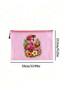 Waterproof Fashion Beach Bag. Printed With Flamingo And Flower Patterns, This Large Capacity Transparent Cosmetic Bag Features A Nylon Zipper, Lightweight And Portable, Perfect For Spring And Summer Storage. Durable And Suitable For Swimming, Beach, Diving And Summer Travel. - Multicolor - View 9