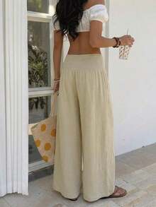 Stylish Plaid Pants For Women - 杏色 - 查看 5