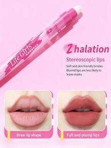 Life Girls 1pc Matte Finish Long-Lasting Non-Smudge Double-Ended Lip Liner Pencil, Natural Color Lip Contour Definition - Multicolor - View 5