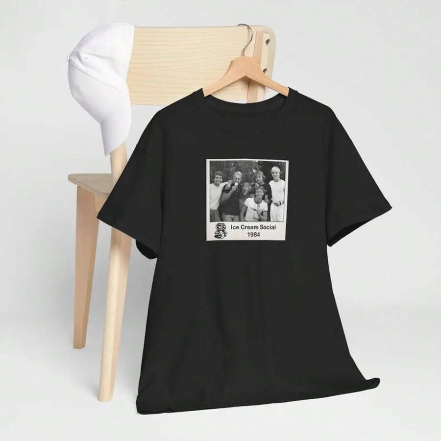 Camiseta de Algodón Suave con Foto Divertida de Karate Kid Mr. Miyagi y , Diseño de Helado, Idea de Regalo de Navidad