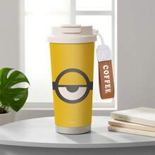 Miniso Minions One-Eye Logo Yellow Background Insulated Coffee Cup With Wrist Strap,Stainless Steel, Coffee Cup With Lid,Dual-Drink Design, And Durable - Multicolor - View 5