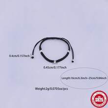 1pc/Bag 925 Sterling Silver Heart-Shaped Bracelet, Handmade Adjustable Black/Red Heart Bracelet, Birthday Gift, Suitable For Daily Wear And Festivals - Silver - View 5
