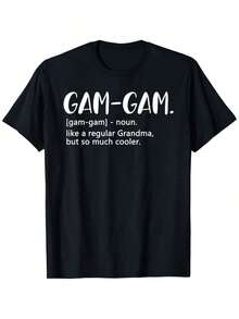 Gam-Gam Women's T-Shirts, Mother's Day Gift Idea For Grandma, Gam-Gam T-Shirt, Modern Summer T-Shirts, Short Sleeve, Comfortable And Versatile - 黑色 - 查看 8