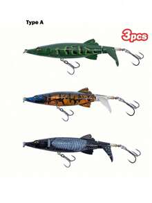 GOTURE 3pcs Realistic 3D Fish Eye Propeller Lures, Durable Double Ring Design, Built-In Rattle, High-Quality Blood Groove Hooks, Practical Surface Trolling Lure - Multicolor - View 10