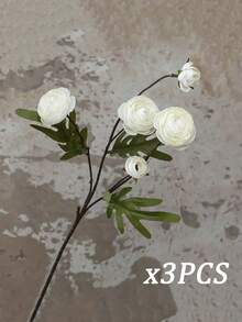 3/5件組 20吋 5朵頭絲綢牡丹山茶花人造花（白色），仿真牡丹玫瑰蓮花花藝裝飾，適用於房間裝飾、家居裝飾、婚禮裝飾、戶外裝飾、畢業派對用品、婚禮用品、新娘用品、新娘花束、DIY裝飾 - 白色 - 查看 8