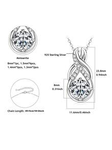 XUJIA 1pc 2.15ct Round Moissanite Women's 925 Sterling Silver Infinity Necklace, 18inch+2inch Adjustable Chain, Sparkling Exquisite Jewelry Gift - PMO-173 - View 5