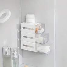 Wall-Mounted Cotton Swab Storage Rack, Suitable For Bathroom, Can Store Cotton Swabs, Cotton Balls, Makeup Pads And Floss Picks; Suitable For Organizing Cosmetics In Office Or Vanity - Multicolor - View 10