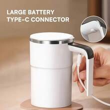1pc 380ml Large Capacity Rechargeable Automatic Stirring 304 Stainless Steel Electric Coffee Mug (Data Cable Included), Minimalist Modern Style, Multiple Colors Available, One-Touch Stirring & Constant Temperature Function With Intelligent Temperature Control, Suitable For Office/Home/Outdoor Travel/Holiday Gift - Multicolor - View 8