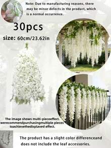 30pcs/20pcs/1pc High-End Artificial White Wisteria, Dense White Faux Wisteria Vine Hanging Strands Fiber, Artificial Wisteria Vines, Outdoor Artificial Flowers, Holiday Decor, Floral Vine Decor, Home Decor, Outdoor Decor, Yard Garden Decor, Suitable For Wedding Decor, Hotel, Party, Garden Party, Yard, Suitable For Various Indoor And Outdoor Decor, All Seasons, Durable And Beautiful - White - View 4