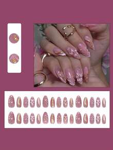 3D Cat Eye Wavy Flower Pearl Beaded Detachable French Manicure, European And American Fashion - Multicolor - View 2