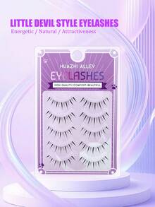 5 Pairs Pointed Tail Cartoon Devil Invisible Lashes, Natural Big Eyes Lashes, Cute Tapered Soft Lightweight Comfortable Lashes For Dates And Parties - Spiky Manga Lashes - View 4