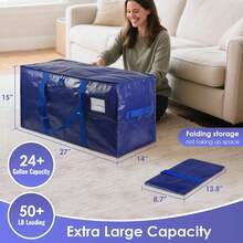 Thickened Large Capacity Moving Backpack Tote Bag, Dual Zipper Design, Durable And Sturdy, Alternative To Moving Boxes, Moving Supplies - Blue - View 7