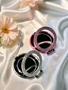 Shiny Sequin Phone Ring Holder, Hidden Makeup Mirror Design, Strong Adhesive Adjustable Phone Stand, Universal Hands-Free Phone Holder, Cute Sparkling Phone Decoration, Suitable For Women And Girls, Glittering Foldable Small Mirror, Portable Phone Case Accessory, Slouchy Makeup Mirror Stand Desktop Viewing Tool - Multicolor - View 6