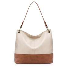 Hobo Bag For Ladies Shoulder Handbags With Back Pocket Purses, With Zipper, Purses, With Zipper - A-light Cream - View 1