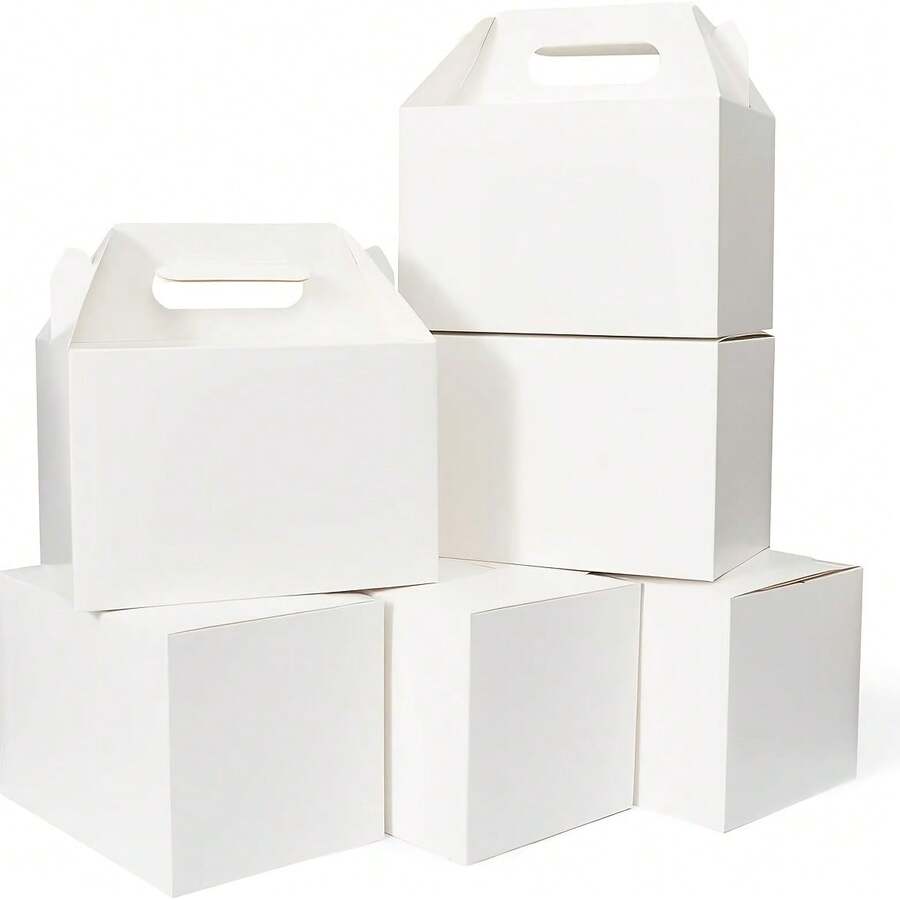 12/24pcs White Pointed Top Gift Boxes, 9.5*5*5 Inch Large Capacity Baking Cookie Lunch Boxes, Wedding Birthday Party Favor Boxes - View 1