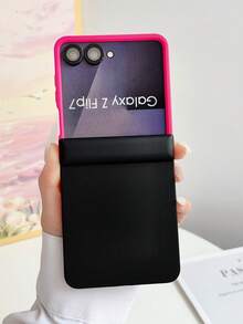 1 Piece, Minimalist Solid Color, Spliced Design, Skin Touch Feeling, Lightweight & Slim Fit, Built-In Magnet, Hinge Magnetic Absorption, Compatible With Galaxy Z Flip 8, Z , Z FE, Z Flip 6, Z Flip 5 - Multicolor - View 5