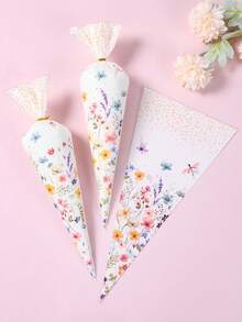 50个装野花锥形糖果袋，花卉三角食品袋，锥形爆米花袋，生日巧克力袋，糖果袋，婚礼餐桌装饰，婴儿派对装饰，饼干烘焙袋，糕点零食包装用品，厨房包装用品，花园装饰，房间装饰，家居装饰，派对礼品，生日礼物 - 野花 - 查看 12