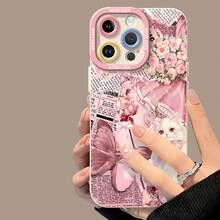 Collage de cisne rosa, gato, mariposa y rosasfunda de teléfono Fundas compatibles con ,Apple,VIVO,OPPO,,, y Honor.Fabricadas en silicona TPU,ofrecen protección contra golpes y caídas. - Blanco - Ver 3