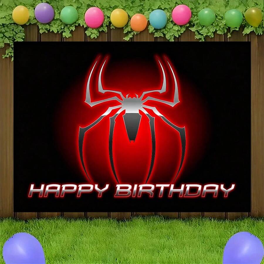 1pcs M Arvel S Pider-Man Birthday Backdrop Superhero Happy Birthday Party Banner Outdoor Garden Yard Grass Photography Background Wall Hanging Decoration Theme Party Photo Booth Props Studio Backdrop For Fans Celebrations Indoor Room Decor - Nhiều màu - Xem 1