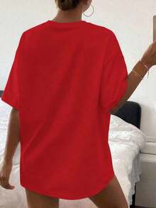 Women's T-Shirts 1 Piece, Women's Oversized Shirts, Summer Shirt With Western Print, T-Shirt With The Phrase 'I Don't Need Men's Laws', Country Style T-Shirt, Gifts For Her, Casual Blouses For Ladies. - 紅色 - 查看 2