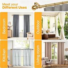 1 Set 33-120 Inch Curtain Rod, 5/8 Inch Decorative Curtain Rod Set, Gold Spliced Single Window Curtain Rod With Brackets, For Bathroom, Bedroom, Living Room, Outdoor Patio, Kitchen, Small Curtain Rod - American Ball - Gold - View 9