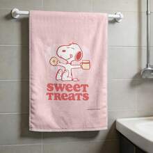 Miniso Peanuts Snoopy Towel Set, Pink Heart "Sweet Treats" Cartoon Print Soft Towels, Available In 1-Pack, 2-Pack, 3 Packs, 4-Pack, 5-Pack, 6-Pack, Perfect For Bathroom & Home Use - Colocr - View 10