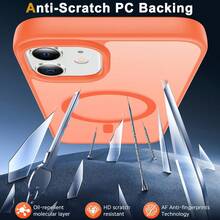 Ốp lưng bảo vệ sạc không dây từ tính mờ, bán trong suốt, tương thích với iPhone 11 12 13 14 15 Pro Max 16 Pro Max 17 Pro Max 17e - trái cam - Xem 4