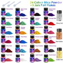 27PCS Premium Mica Powder Pearlescent Color Pigment - Art Set For Epoxy Resin, Jewelry Making, Slime & Candle Making. - 24 Color MICA POWDER+ 3PCS Foil Flakes - View 8
