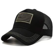 Polo de golf , Gorra de golf, Gorra de golf, Gorra de golf, Para hombre, Para mujer, Gorra con visera, Sombrero de sol para mujer, Sombrero de verano LA, Gorra de malla con protección solar, Sombrero parasol, Gorra de béisbol popular de algodón para mujer, Gorra de camuflaje de verano para hombre con bandera americana, Sombrero genial 2026 - Media red de béisbol con la bandera estadounidense - Marcador negro y verde - Ver 1