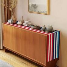 1pc Red, White & Blue Striped Patchwork Pattern Table Runner, Fresh & Energetic Style, Large Size, Rectangular, Home Decor, Suitable For Family Gatherings, Indoor/Outdoor Decoration, Entryway, Coffee Table, Living Room Ambiance, Kitchen Dining, Holiday & Natural Gift - Multicolor - View 6